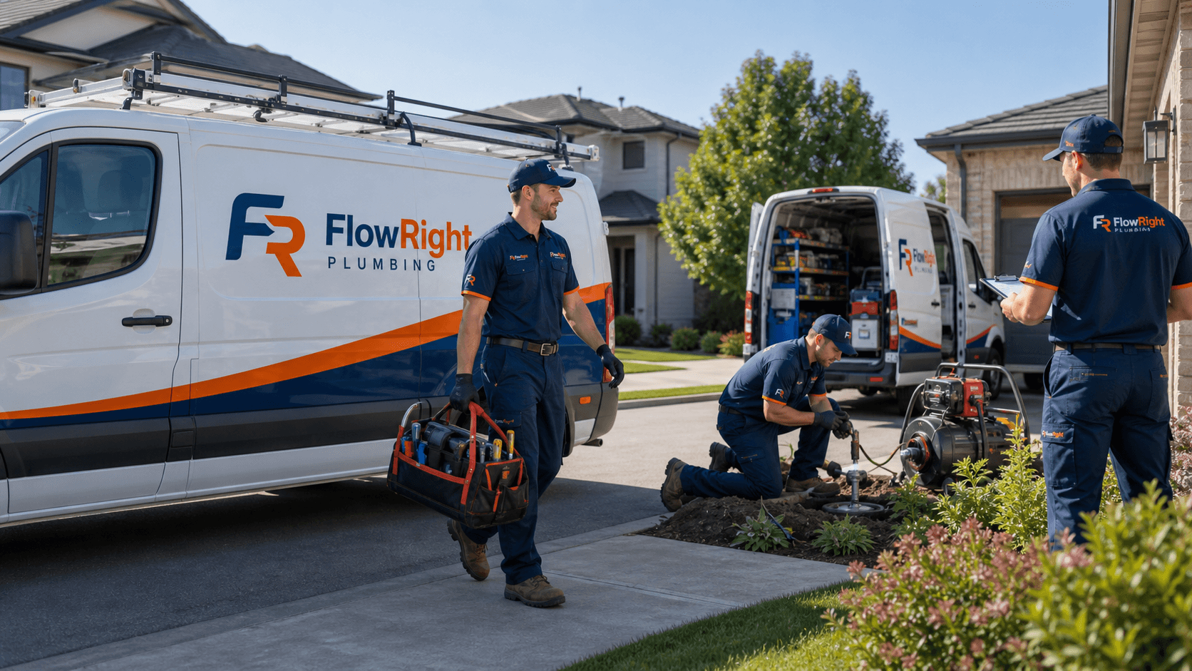 Plumbing crew on a job site